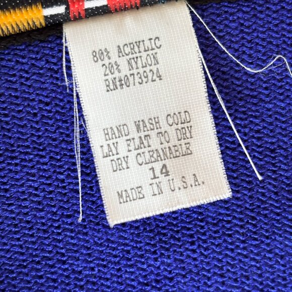 VTG Eric Steven Sweater Womens 14 Geometric Colorblock Button‎ Cardigan USA 90's - Picture 4 of 7